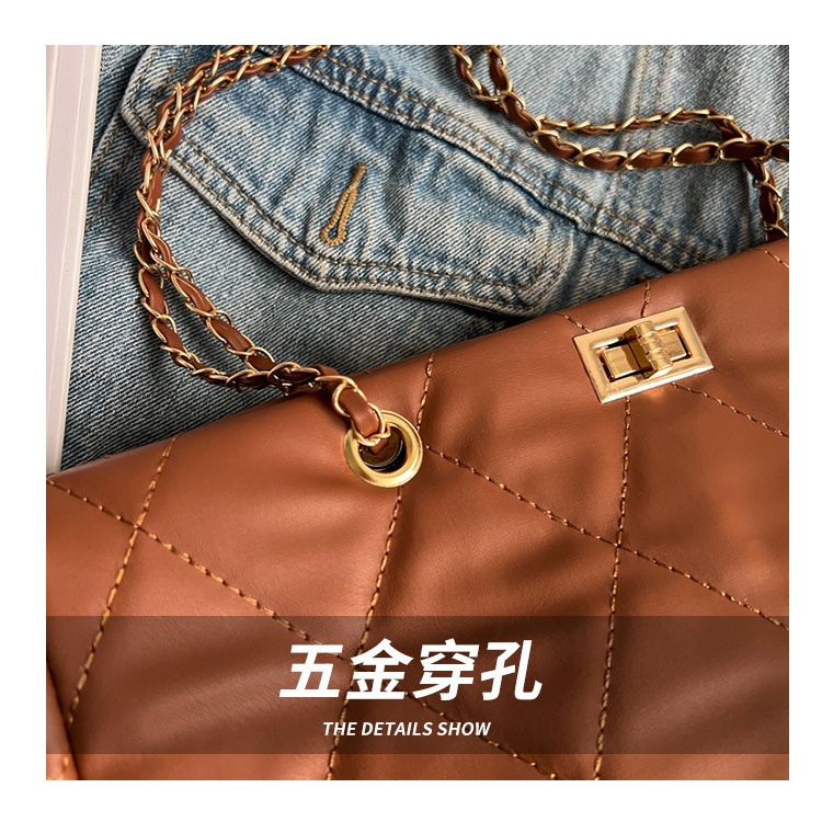 Túi Xách Cỡ Lớn Màu Trơn Họa Tiết Hình Thoi Phong Cách Retro Thời Trang Cho Nữ Màu Sắc