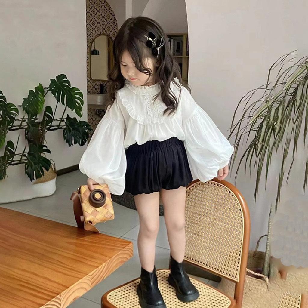 Áo ren tơ có lót kèm quần bí cho bé gái