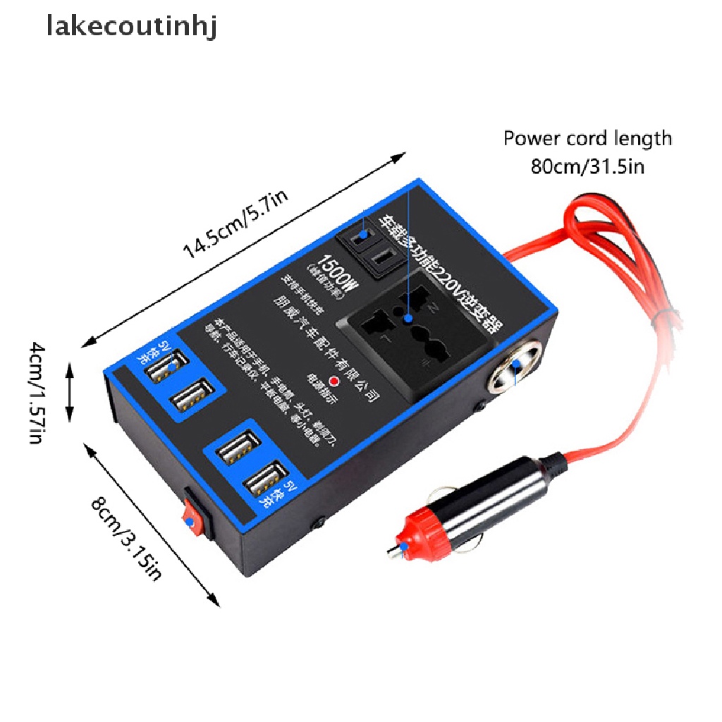 Bộ Chuyển Đổi Điện Năng 12V 24V Sang 220V 1500W Cho Xe Hơi