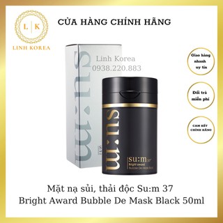 Mặt nạ sủi, thải độc su:m 37 bright award bubble de mask black 50ml