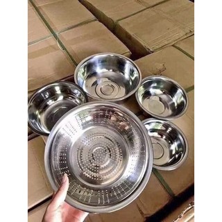 Set 5 món rổ và chậu inox