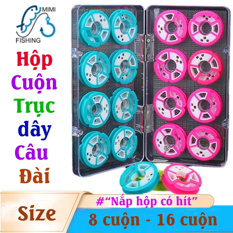 Hộp 8 – 16 cuộn trục dây câu đài, nắp hộp có hít thuận tiện tháo lắp, chuyên dụng đựng dây câu