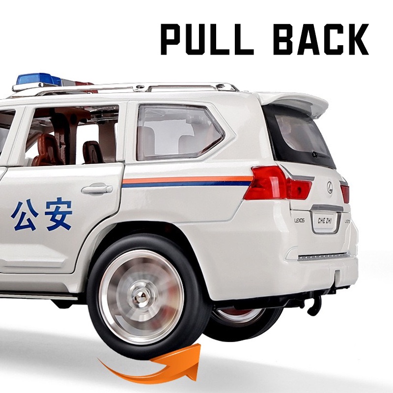 Mô Hình Xe Cảnh Sát Lexus LX570 Bằng Hợp Kim Có Đèn Và Âm Thanh Tỉ Lệ 1: 24