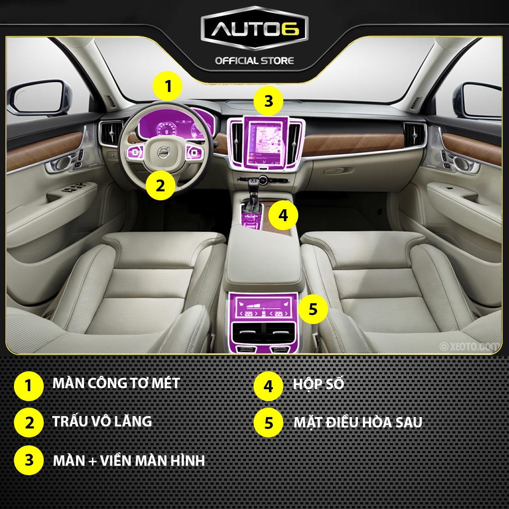 VOLVO S90 LWB 2022-2023 - Phim PPF dán bảo vệ nội thất ô tô - AUTO6 &lt; Cam kết chống xước và che mờ các vết xước cũ &gt;