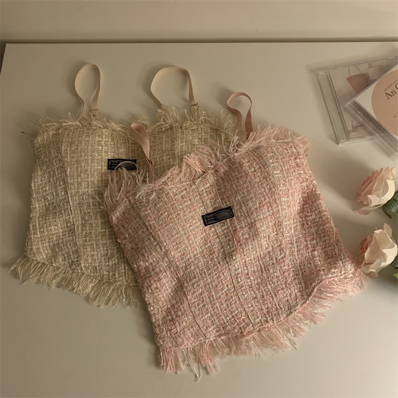 Áo hai dây phối tua rua phong cách Hàn Quốc với 4 màu tùy chọn