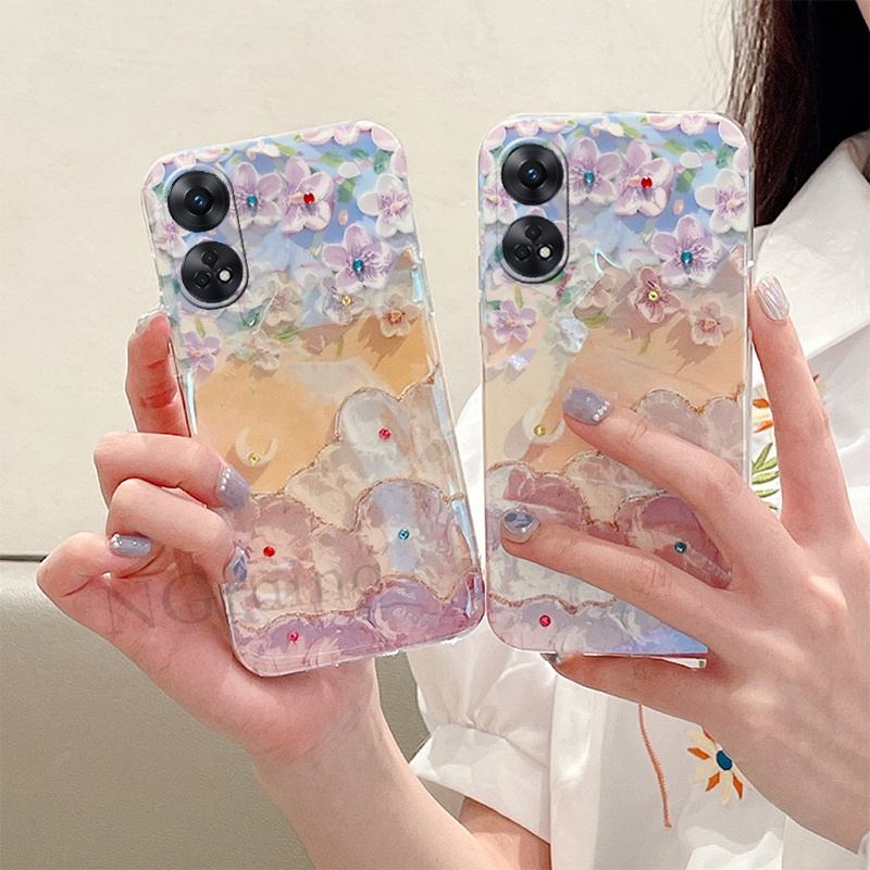 Ốp Điện Thoại Mới Cho OPPO Reno 8T 5G / Reno8 T 4G / Reno8T INS Tranh Sơn Dầu Hoa Silicon Bảo Vệ Mềm