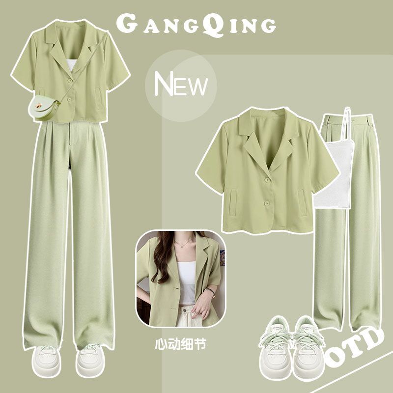 Set Áo Thun Tay Ngắn Phối Quần Dài Ống Rộng Thời Trang Mùa Hè 2023 Phong Cách Mới Cho Nữ