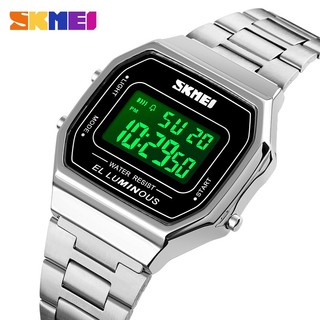 Đồng hồ đeo tay kỹ thuật số skmei 1647 chống nước có đèn led bằng thép không gỉ 1647 phong cách retro cho nam