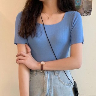 Áo thun cổ vuông kiểu Hàn Quốc T628