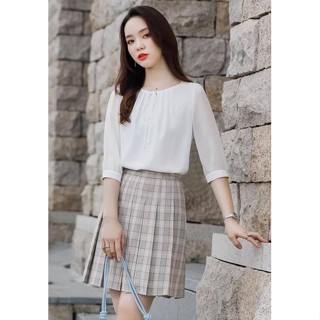 Áo Sơ Mi trung niên nữ HT official,Áo Nữ Tay Lỡ Dây Nơ Vải Voan Đơn Giản