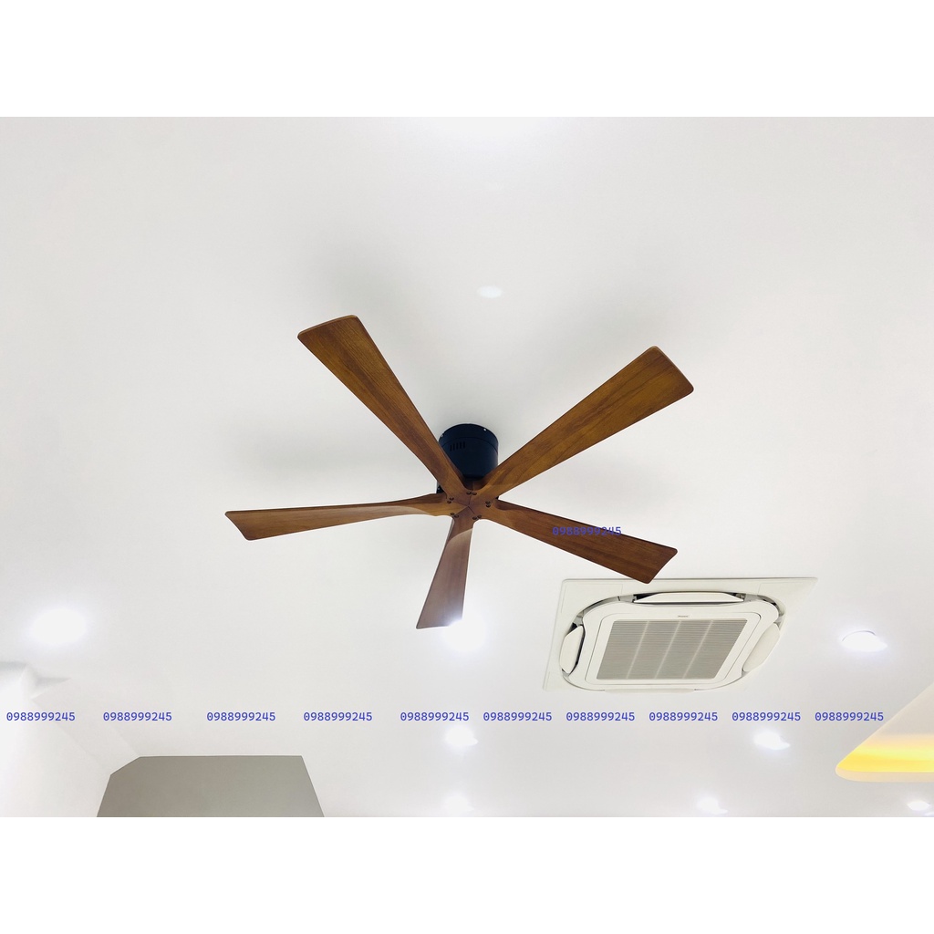 Quạt trần 5 cánh gỗ,quạt trần trang trí loại I dành cho phòng khách - chung cư - khách sạn động cơ DC 6 cấp gió siêu mát