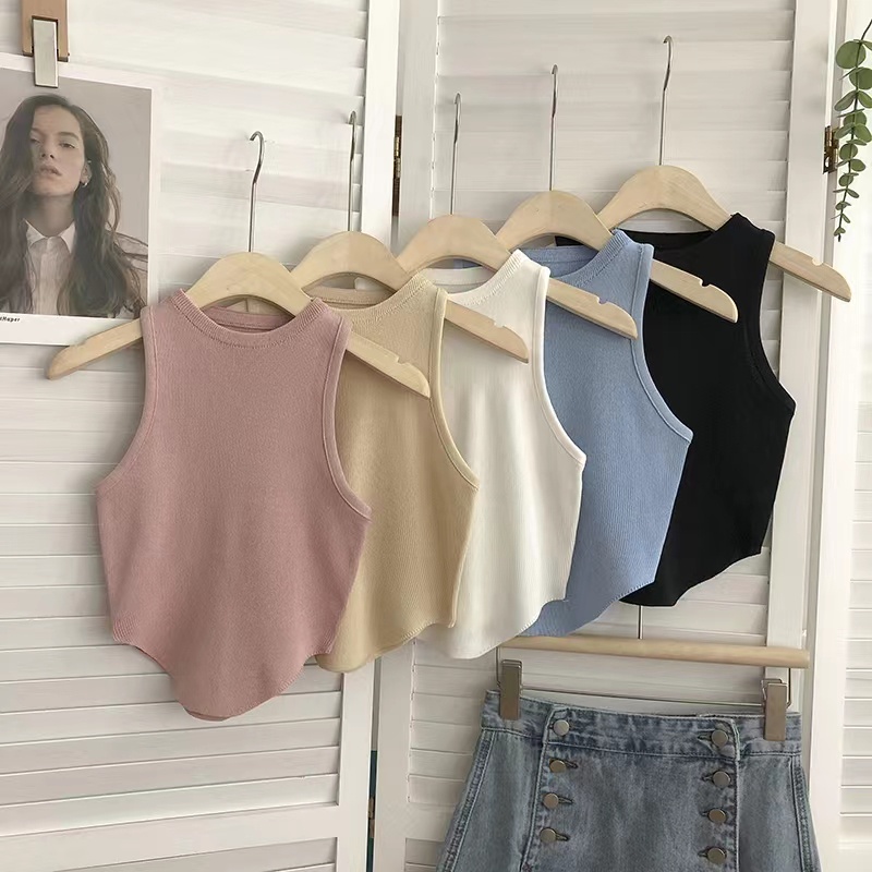 Áo Croptop Hai Dây Màu Trơn Dáng Ôm Thời Trang Mùa Hè Hàn Quốc Quyến Rũ Cho Nữ