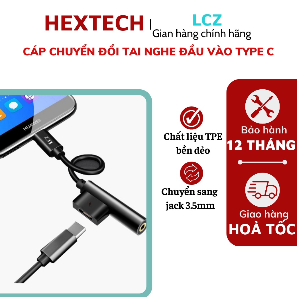 Cáp Chuyển Đổi Giắc Cắm Tai Nghe Type C Sang Jack 3.5mm Kết Hợp Sạc - Bảo Hành 12 Tháng Lỗi 1 Đổi 1