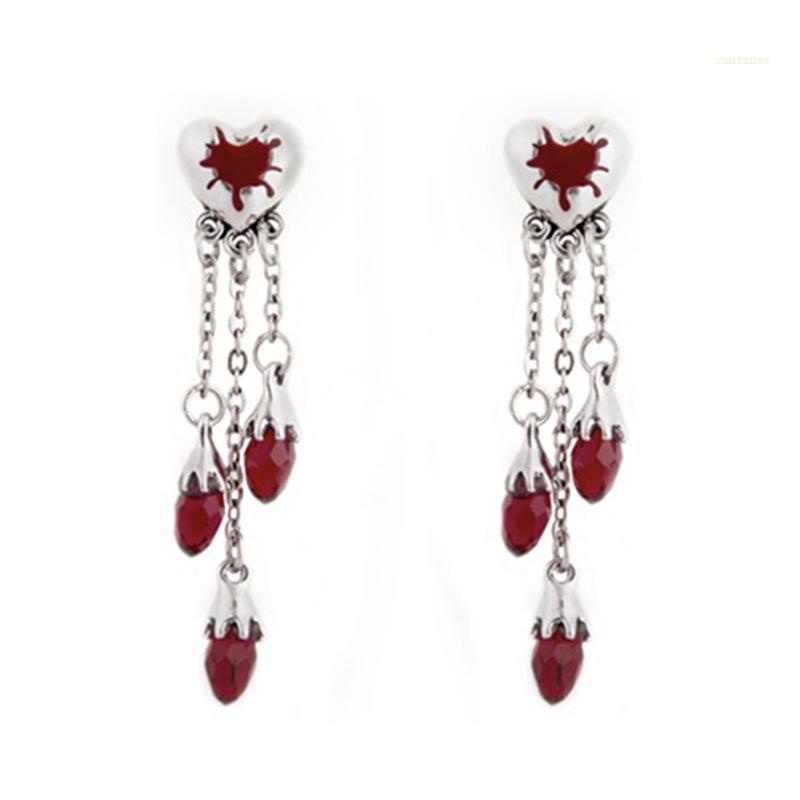 Bông Tai Tua Rua Hình Trái Tim Đính Pha Lê Handmade Phong Cách Halloween