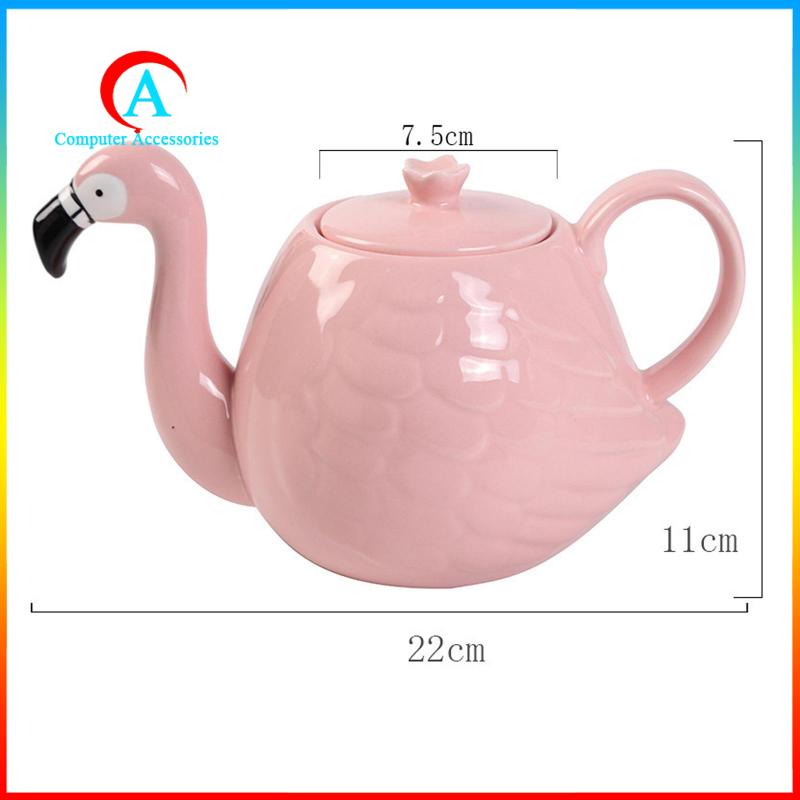 Ấm Trà Sứ Hình Chim Hồng Hạc 3D Sáng Tạo