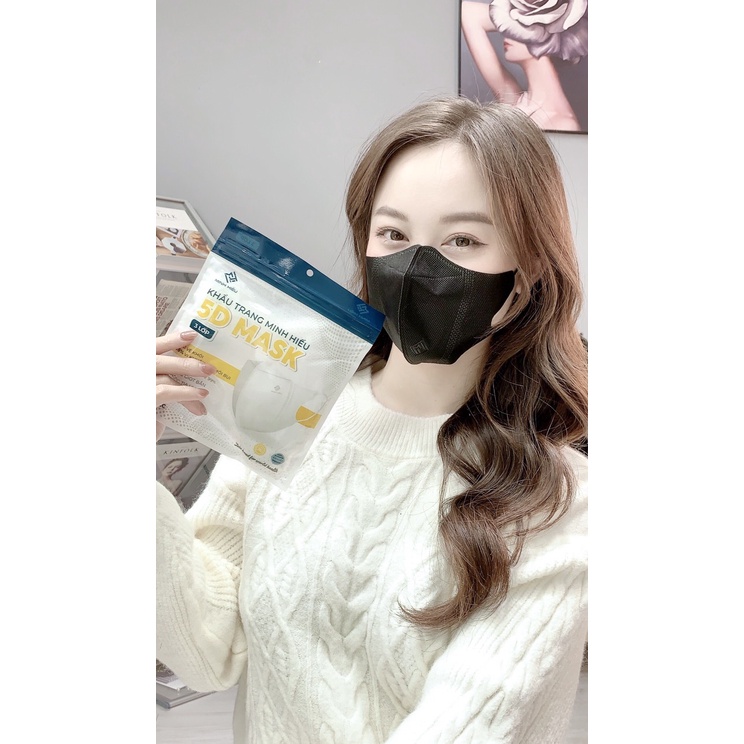 Lẻ 10c Khẩu Trang 5D Minh Hiếu Túi Zip