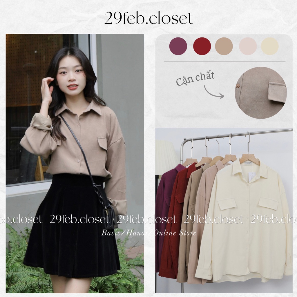 Sơ mi nhung chéo 2 túi nắp - 29feb.closet - A183