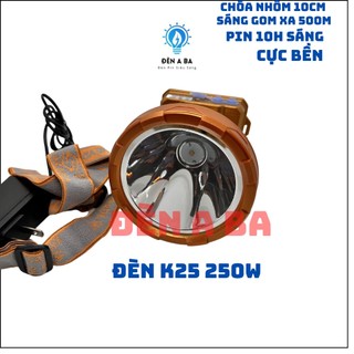 Đèn pin đội đầu siêu sáng đèn lặn K25 500W 14h sáng chóa 10cm