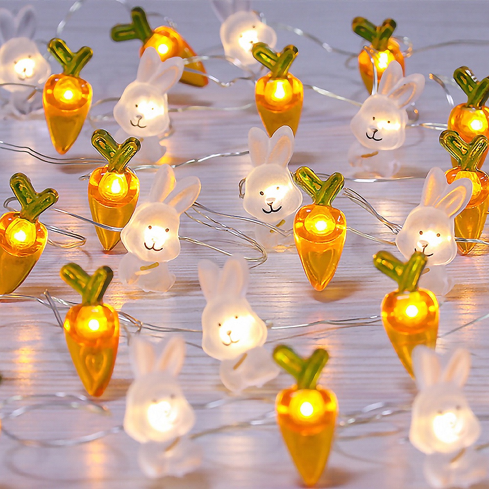 Dây Đèn Led 10 / 20 Bóng Hình Thỏ Dễ Thương Chống Nước Có Thể Uốn Cong Trang Trí Nhà Cửa DIY