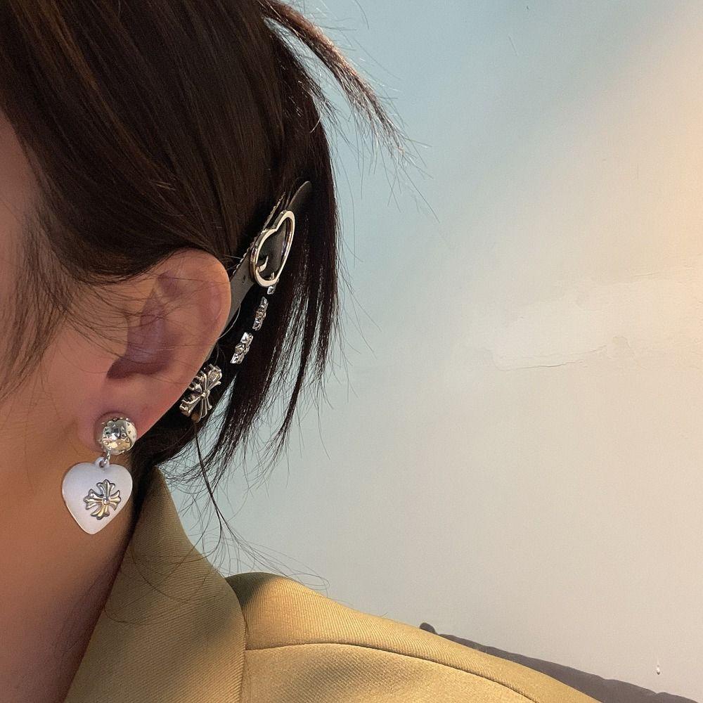 LOMBARD Bông Tai Hình Thánh Giá Bằng Hợp Kim Phong Cách Hàn Quốc Thời Trang Cho Nữ