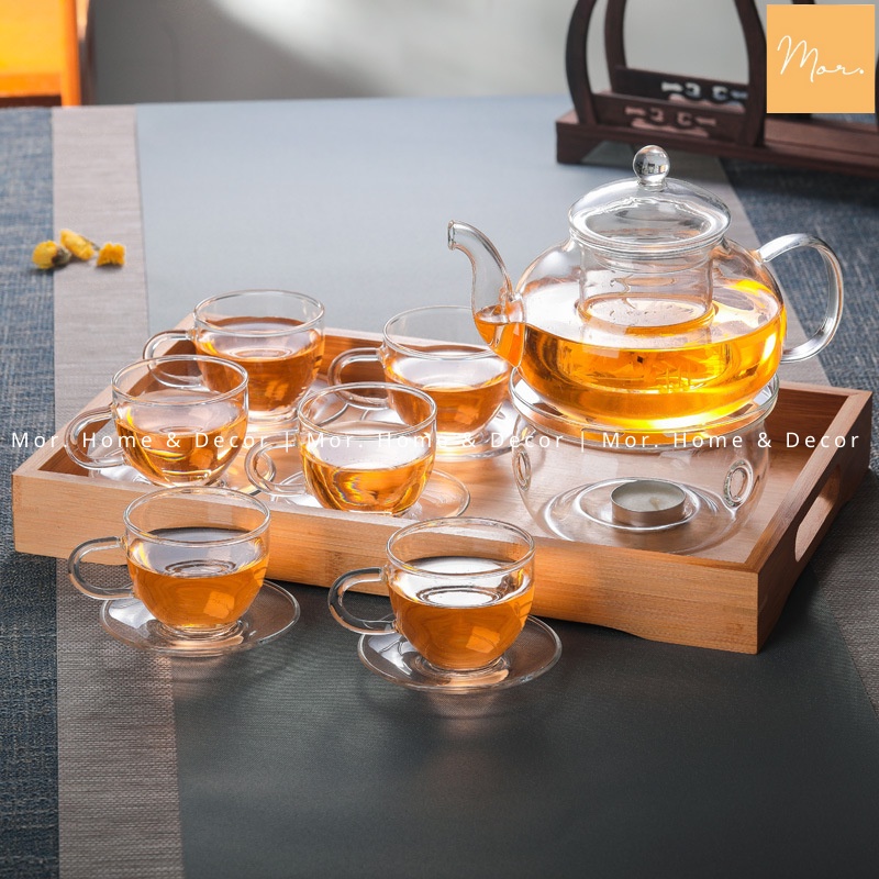 Bộ ấm trà thủy tinh chịu nhiệt - BAT02C (Tròn)