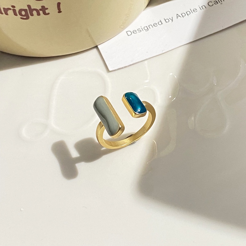 Nhẫn Hở Chạm Khắc Tinh Xảo Hình Học Đơn Giản Có Thể Điều Chỉnh Phong Cách Retro