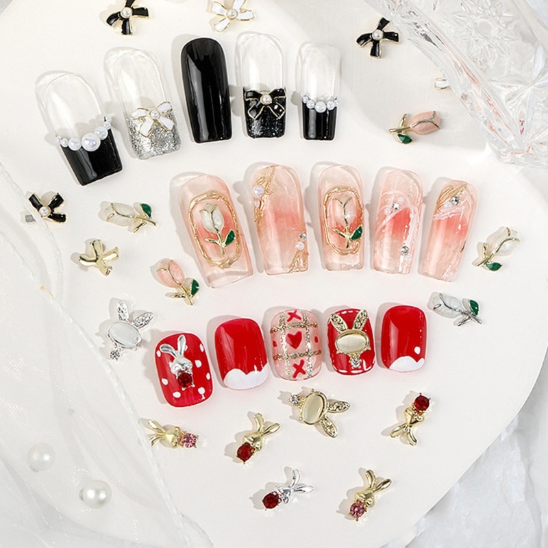 Set 12 Phụ Kiện Hoa Tulip 3D Đính Móng Nghệ Thuật