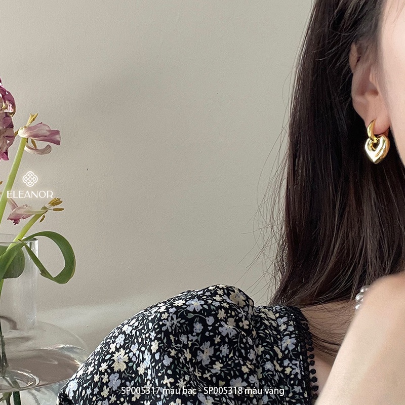 Bông tai nữ Eleanor Accessories mặt hình trái tim phụ kiện trang sức basic 5317