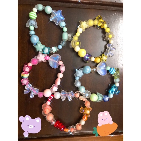 Vòng đeo tay chuỗi hạt nhựa siêu xinh, kute , phong cách hàn quốc, vòng tay xì tin handmade vòng hạt cườm