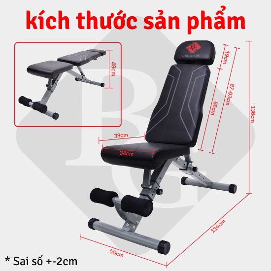 BG Ghế tập tạ, tập gym ghế băng tập thể thao dụng cụ thể hình tạ đẩy có thể gấp gọn đa chức năng