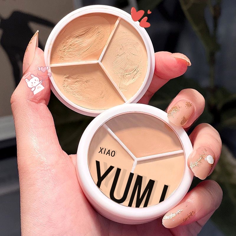 Kem Che Khuyết Điểm 3 Màu Sắc Lâu Trôi Làm Sáng Da Che Phủ Các Đốm Đen Quầng Thâm Đa Năng