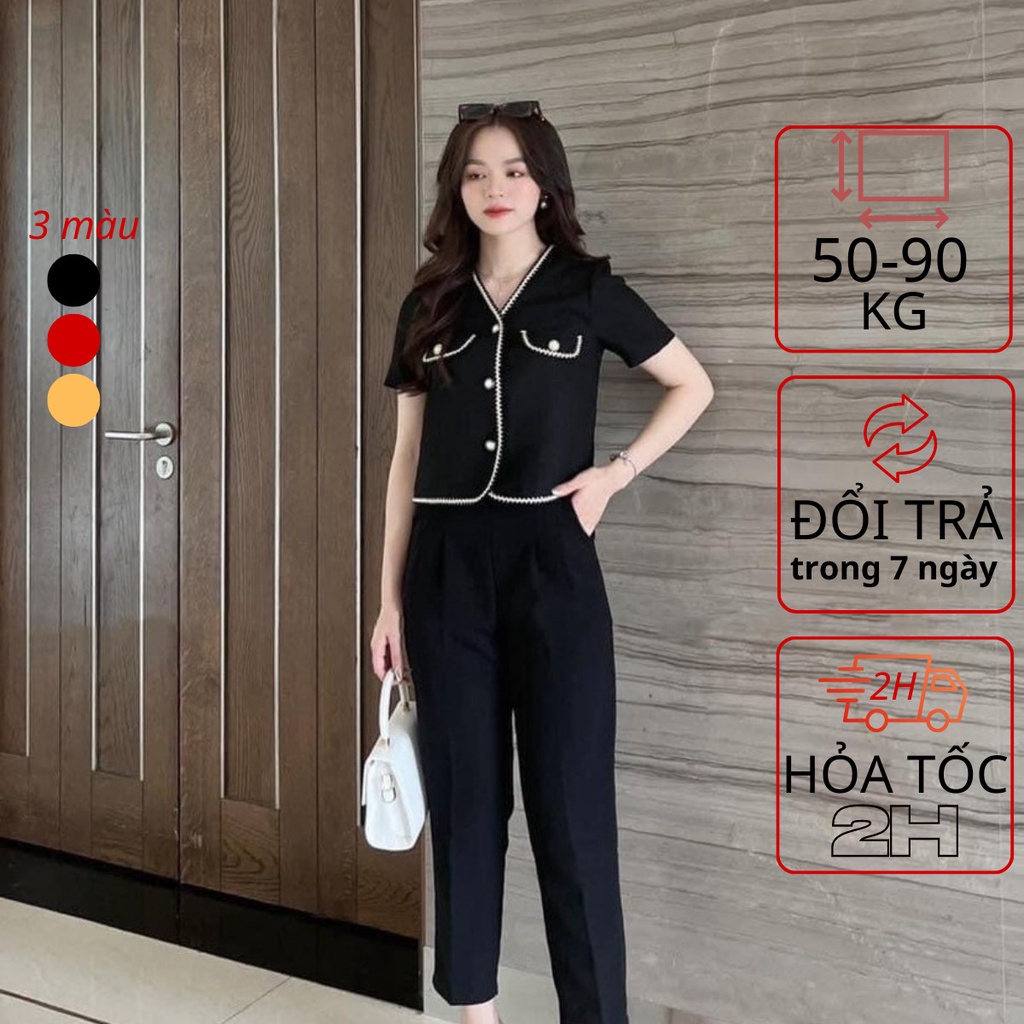 Đồ bộ bigsize nữ set dự tiệc đi chơi sang chảnh viền ROSE BIGSIZE 50 - 90 kg