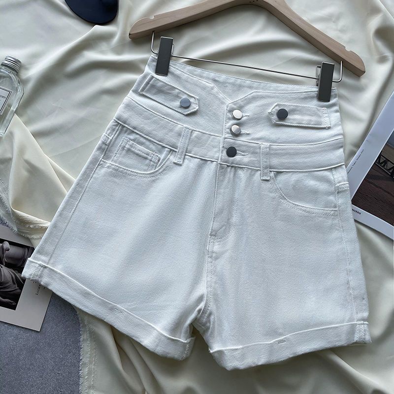 Quần Short Denim Lưng Cao Dáng Rộng Thời Trang Mùa Hè Phong Cách Hàn Quốc Cho Nữ Có Size Lớn