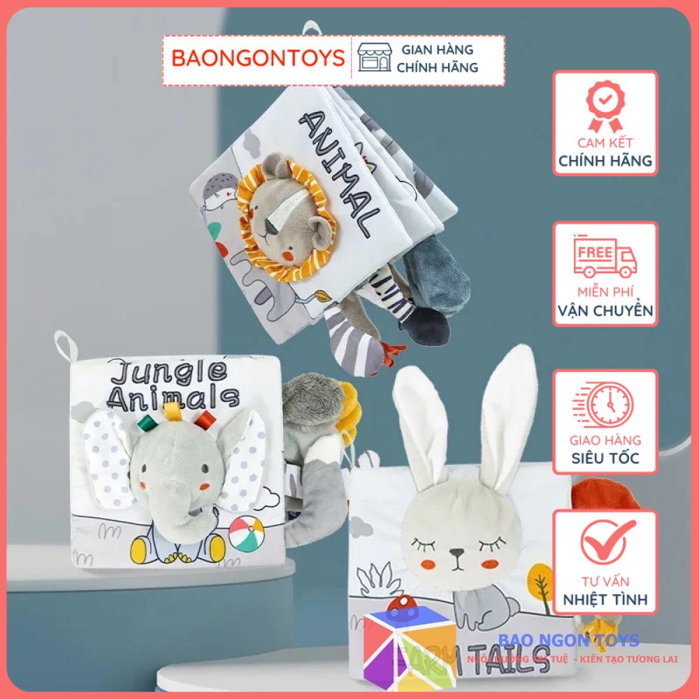 Sách vải đuôi thú bông giúp bé làm quen động vật và phát triển giác quan đồ chơi cho bé sơ sinh- BAO NGON TOYS - SV81