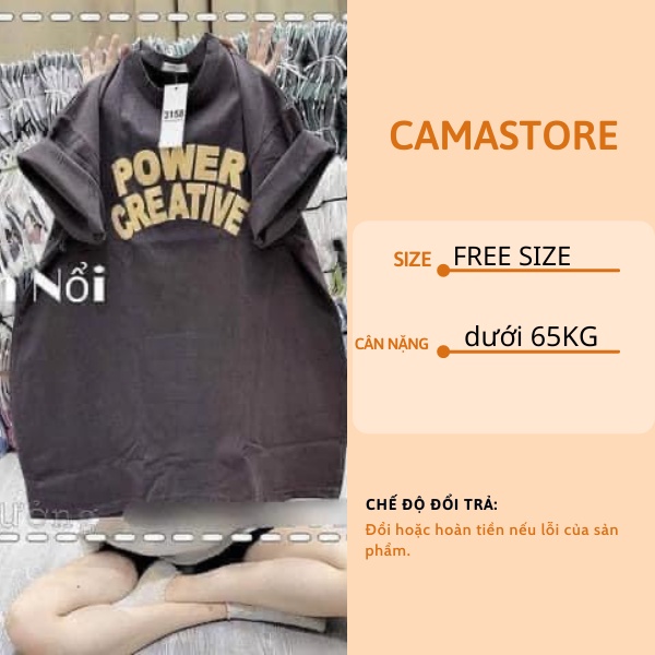 Áo thun tay nữ lỡ form rộng chất cotton su unisex in chữ POWER phong cách Hàn Quốc CAMASTORE M576 | BigBuy360 - bigbuy360.vn