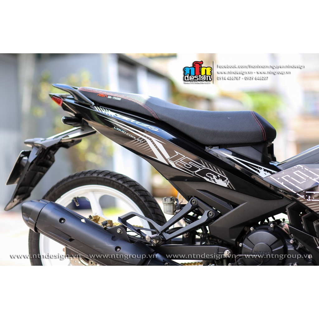 Tem rời mẫu Chữ Ex sọc trắng cho Exciter 150 đen bóng