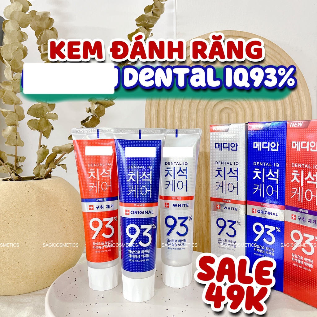 Kem Đánh Răng Giúp Trắng Răng, Giảm Ố, Loại Bỏ Mùi Hôi Median Dental IQ 93% Toothpaste 120g