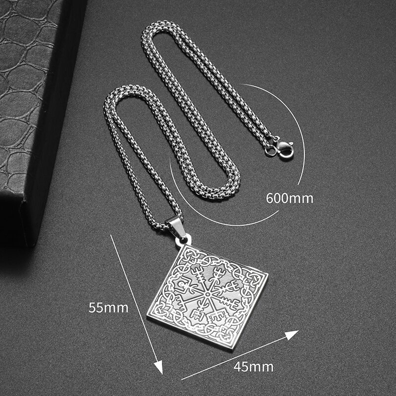 Vòng cổ Bạc Mặt La Bàn Thắt Nút Bằng Thép Không Gỉ Phong Cách Viking Thời Trang Cho Nam Và Nữ