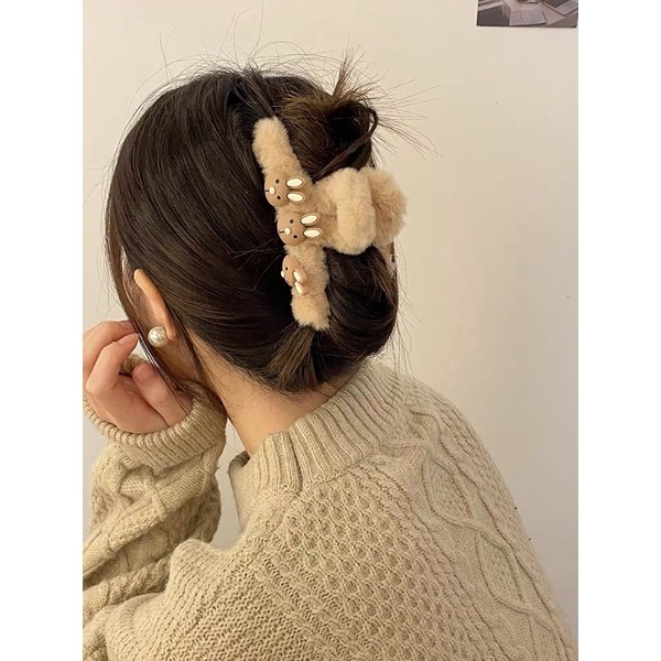 Kẹp tóc gắp lông hình gấu cute