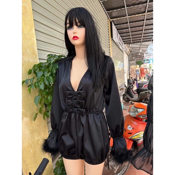 Jum dành cho nữ vải lụa tay lông sang chảng ngực gắn nơ nhỏ xinh | BigBuy360 - bigbuy360.vn