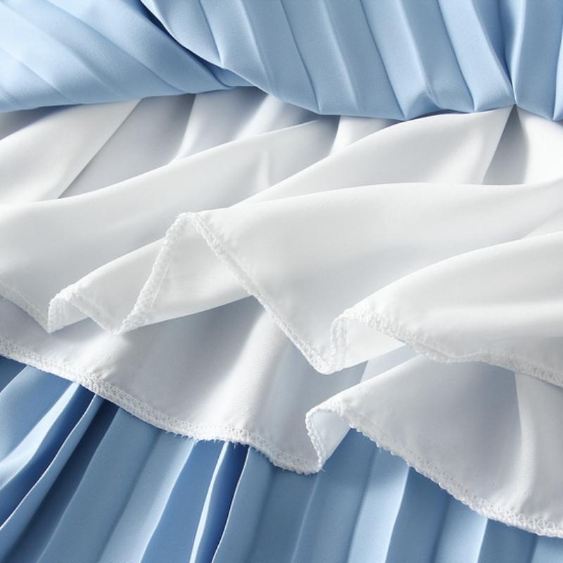 Qooth Nữ Mùa Xuân Lưng Thun Dài Giữa 9 Màu Váy Xếp Ly Chữ A Mùa Hè Đồng Màu Sang Trọng Lớn Đầm Váy Dài QT2027