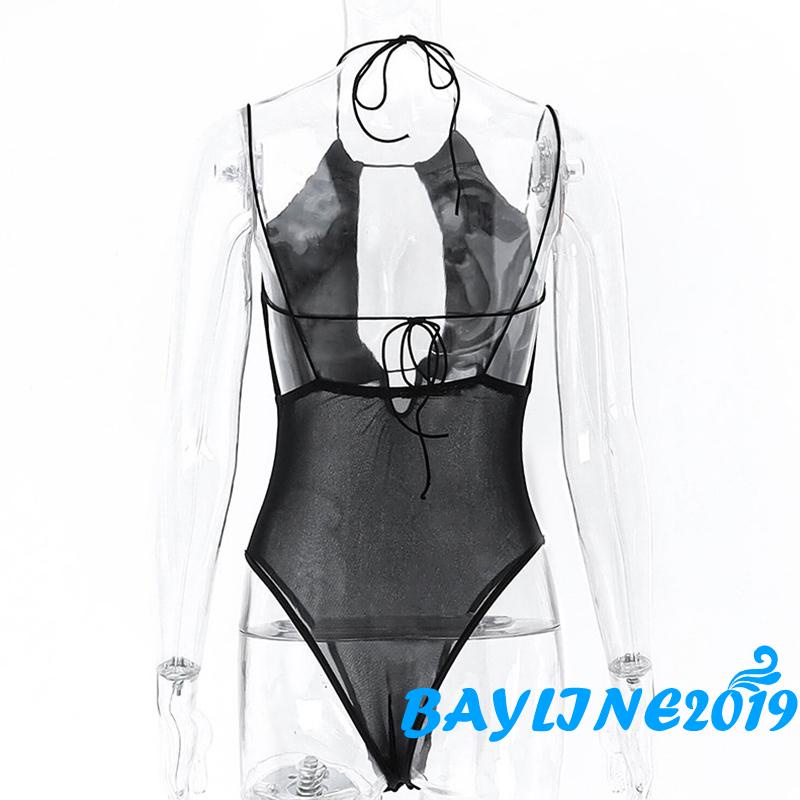 Áo Liền Quần Sát Nách Màu Trơn Khoét Rỗng Hở Lưng Dây Chéo Một Mảnh Cho Nữ