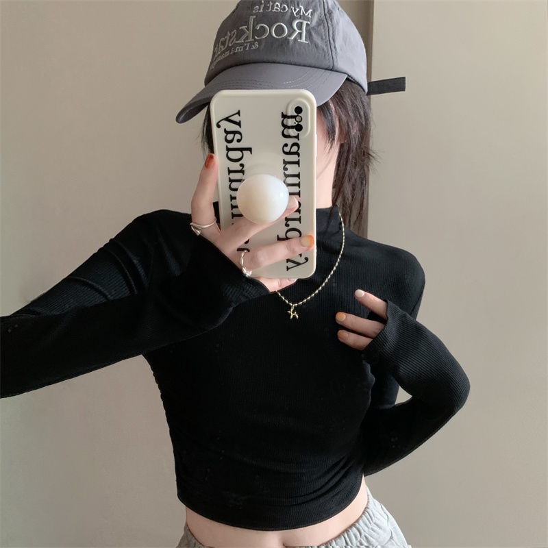 COZOK Áo Thun Tay Dài Cổ Cao Dáng Ôm Quyến Rũ Trẻ Trung Cho Bạn Gái