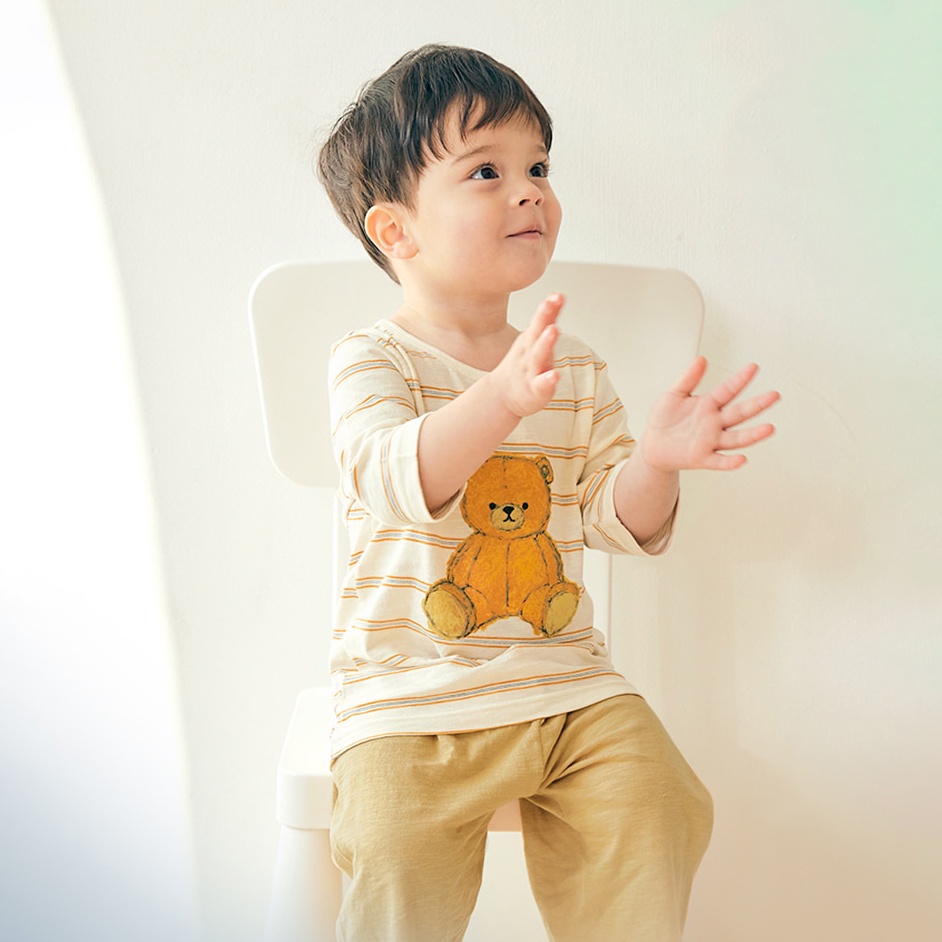 Đồ bộ lửng quần áo thun cotton mặc nhà mùa hè cho bé trai Unifriend Hàn Quốc 2023-1