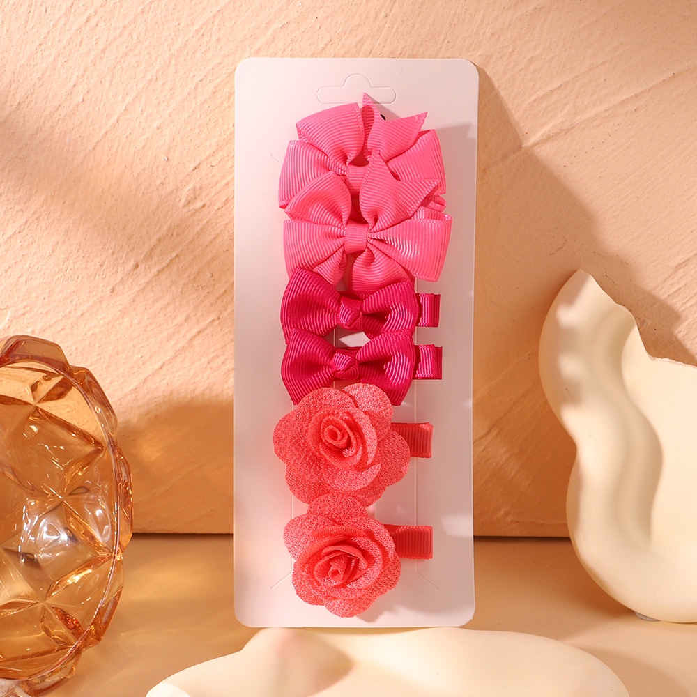 KIDSBOWS Set 6 Kẹp Tóc Ruy Băng Đính Hoa Dễ Thương Cho Bé Gái