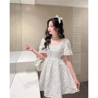 Váy Xốp Trắng Cổ Viền Ngọc Khoét Eo Siêu Xinh Có Ảnh Thật Samiboutique