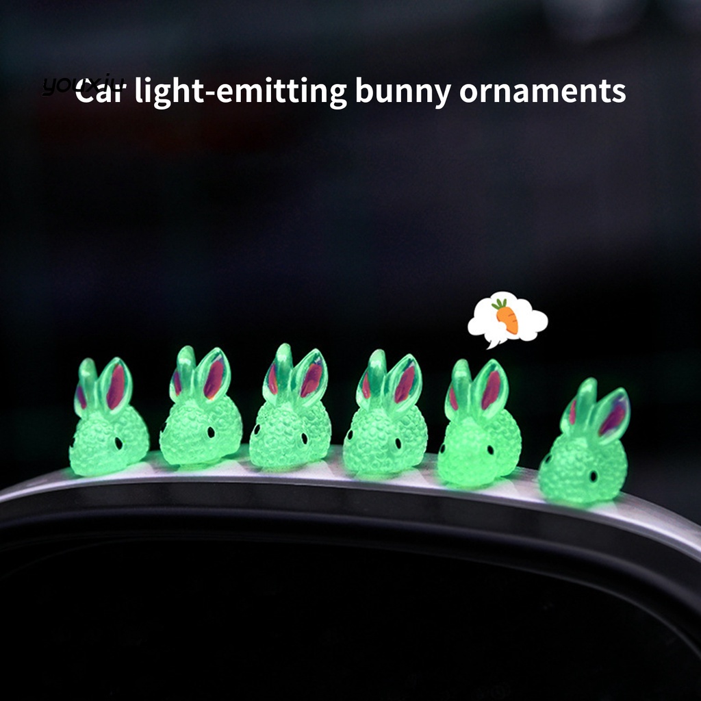 Tượng Thỏ Mini Bằng Nhựa Resin Phát Sáng Trong Đêm Dễ Thương Trang Trí Xe Hơi