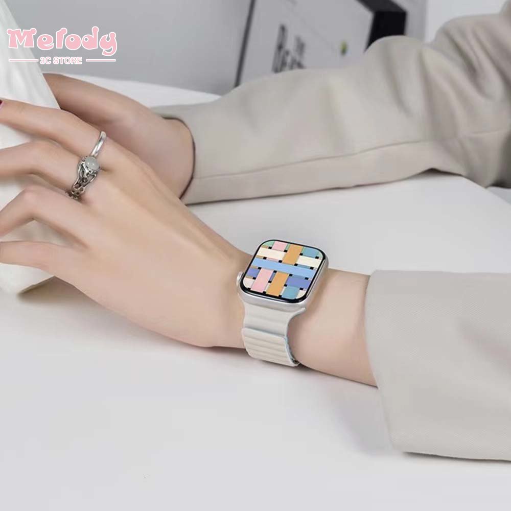 Dây Đeo Đồng Hồ Từ Tính Thông Minh Bằng Silicon Màu Kẹo Dành Cho iwatch 45 / 44 / 42 / 41 / 40 / 38mm 8 / 7 / 6