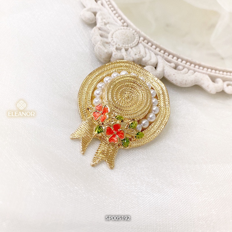 Ghim cài áo nữ Eleanor Accessories hình nón tai bèo ngọc trai nhân tạo phụ kiện trang sức dễ thương 5192