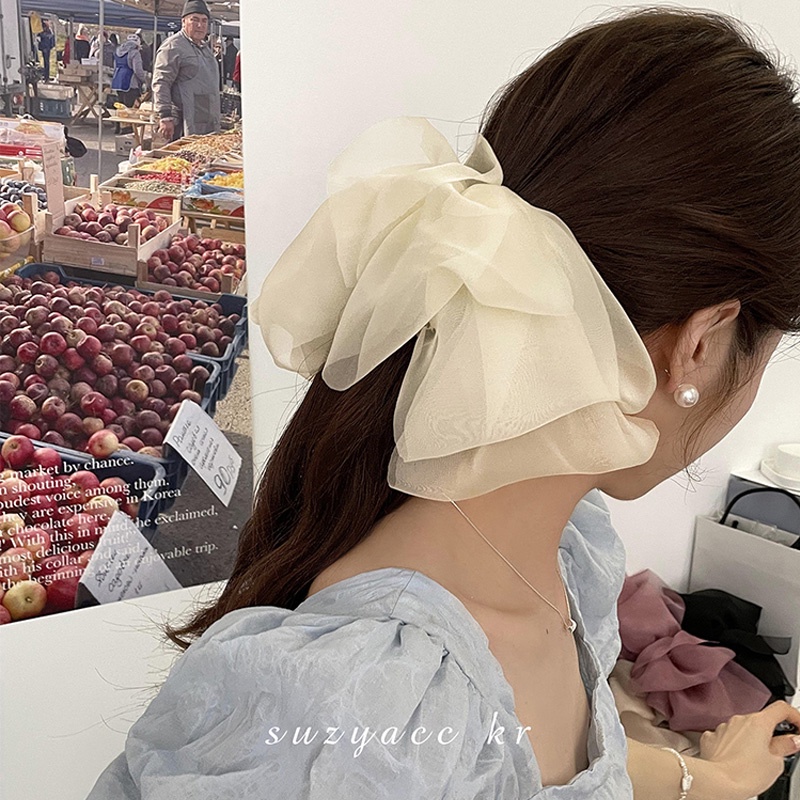 Kẹp Tóc Nơ Vải Voan Cỡ Lớn Thời Trang Hàn Quốc Sành Điệu Dành Cho Nữ